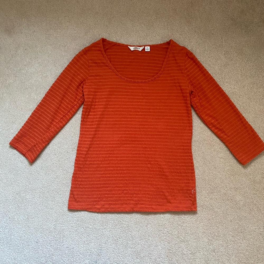 Liz Claiborne New York Orange Top, 3/4 Sleeve, Size XXS